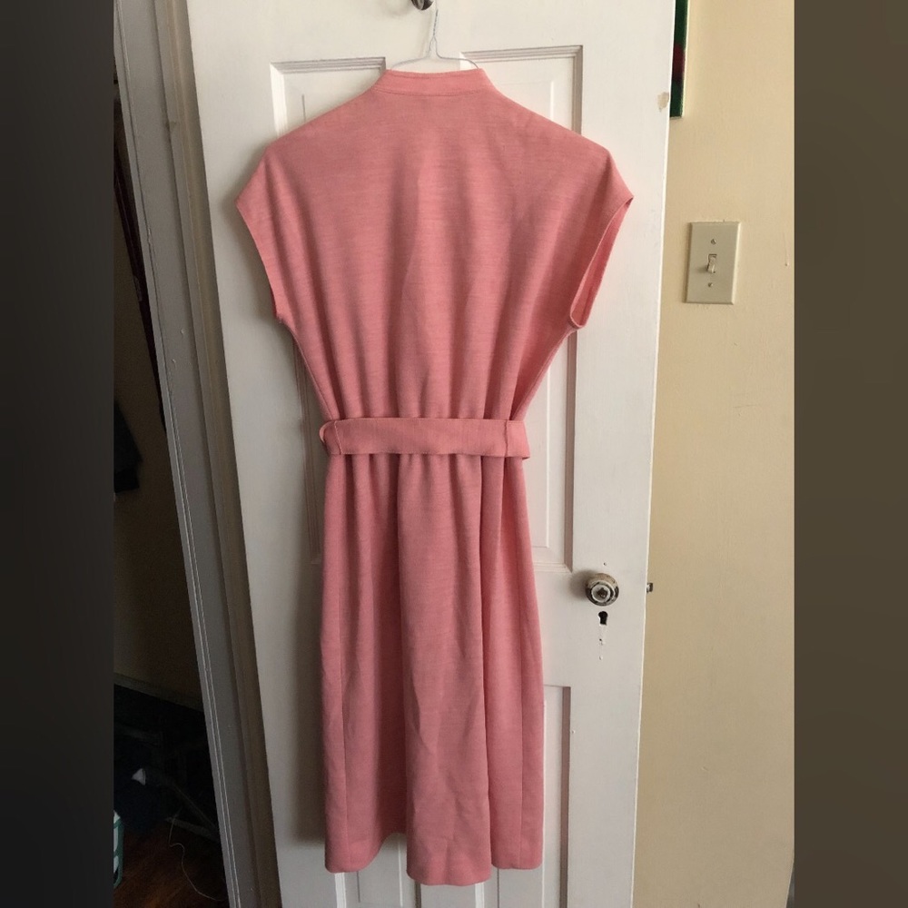 Vintage Leslie Fay Pink Belted Dress Size 8 - Picture 2 of 3